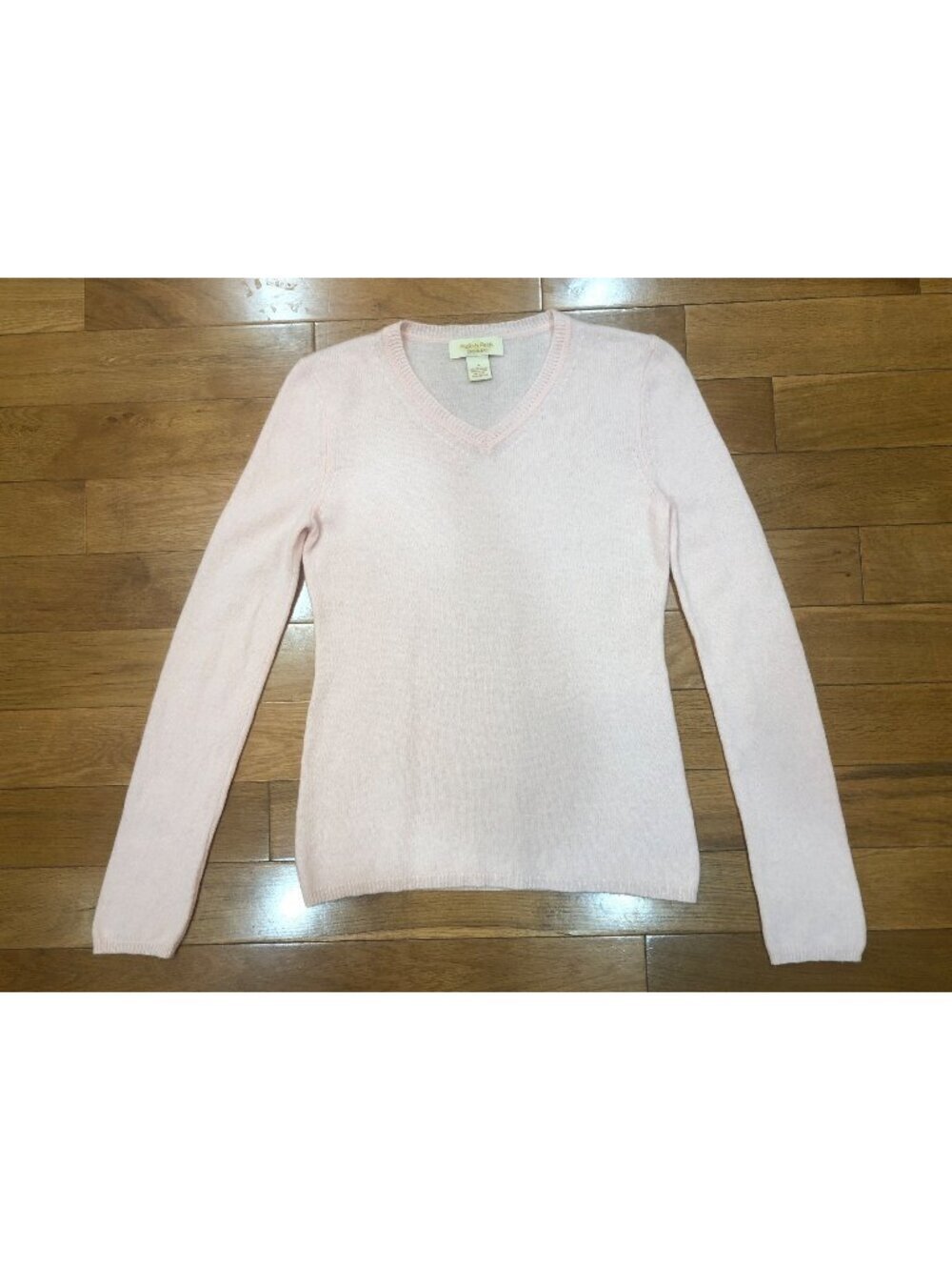 Peck & Peck Cashmere V Neck Long Sleeve Soft Pink Sweater Size S